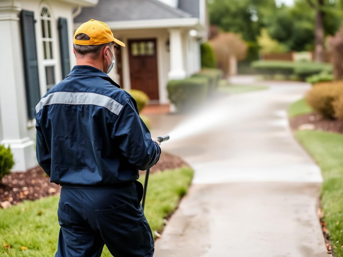 ProWash pressure washing a residential walkway in the Syracuse area